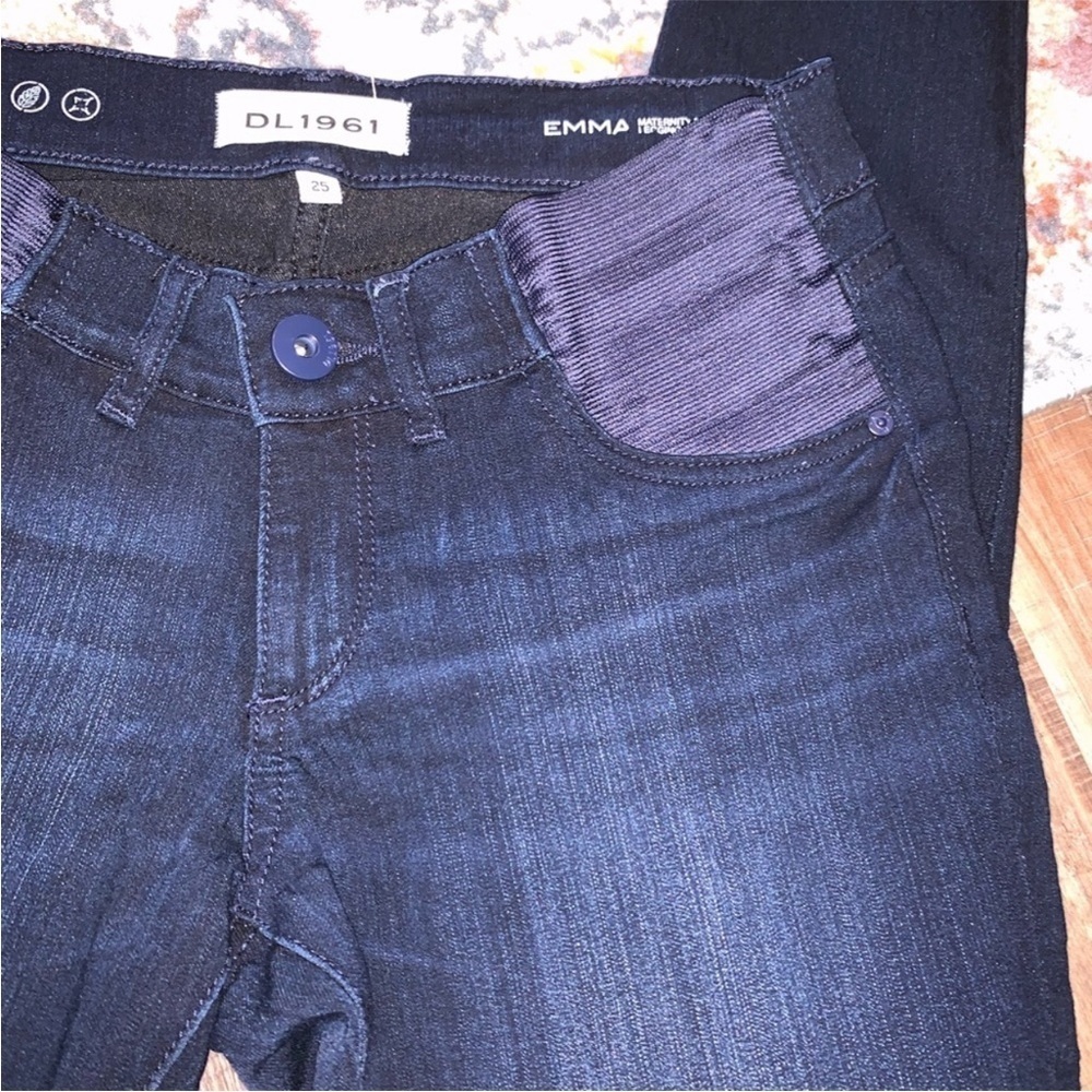 DL1961 Emma Dark Wash Stretch Maternity Skinny Jeans Leggings Size 25 - Picture 4 of 7